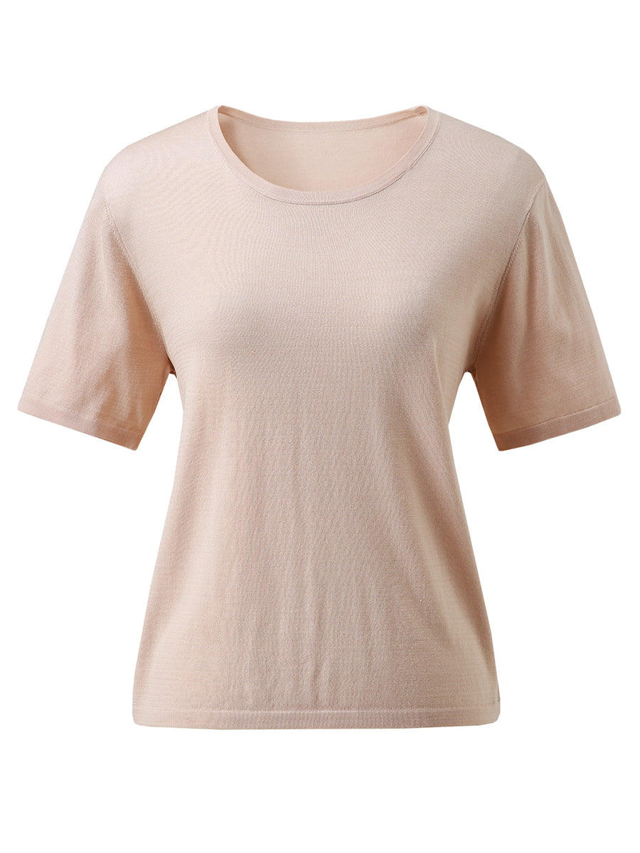 COMOBOCA Women's Essential Round Neck Knit T-Shirt