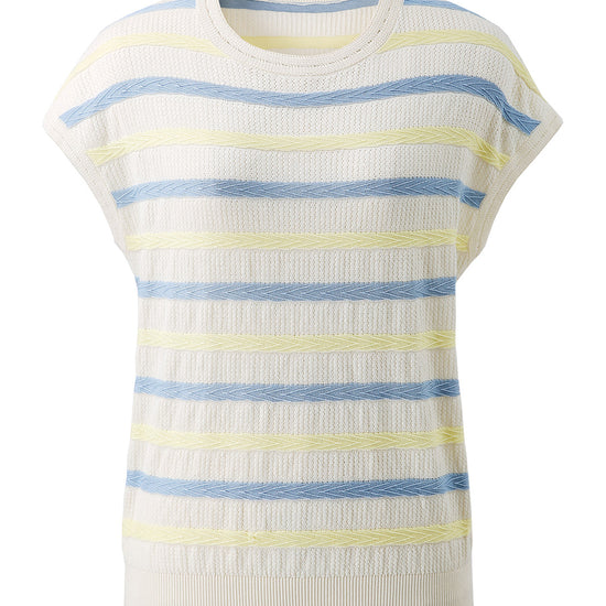 COMOBOCA Women's Striped Knit Cap Sleeve T-Shirt