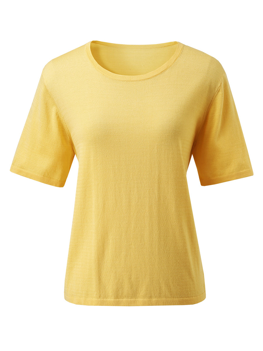 COMOBOCA Women's Essential Round Neck Knit T-Shirt