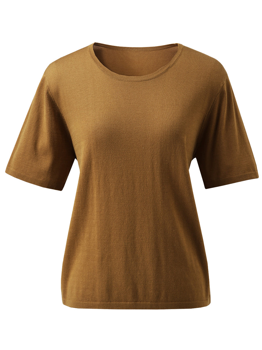 COMOBOCA Women's Essential Round Neck Knit T-Shirt