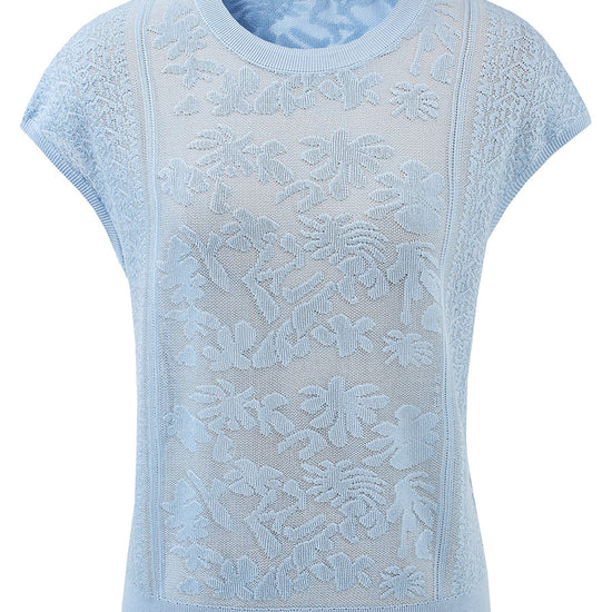 COMOBOCA Women's Semi Sheer Cap Sleeves Knit T-Shirt