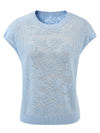 COMOBOCA Women's Semi Sheer Cap Sleeves Knit T-Shirt