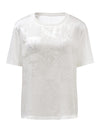 Women's Crew Neck Tonal Jacquard Short Sleeve T-Shirt