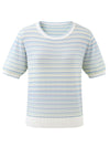 COMOBOCA Women's Pastel Marled Stripe Openwork Knit T-Shirt