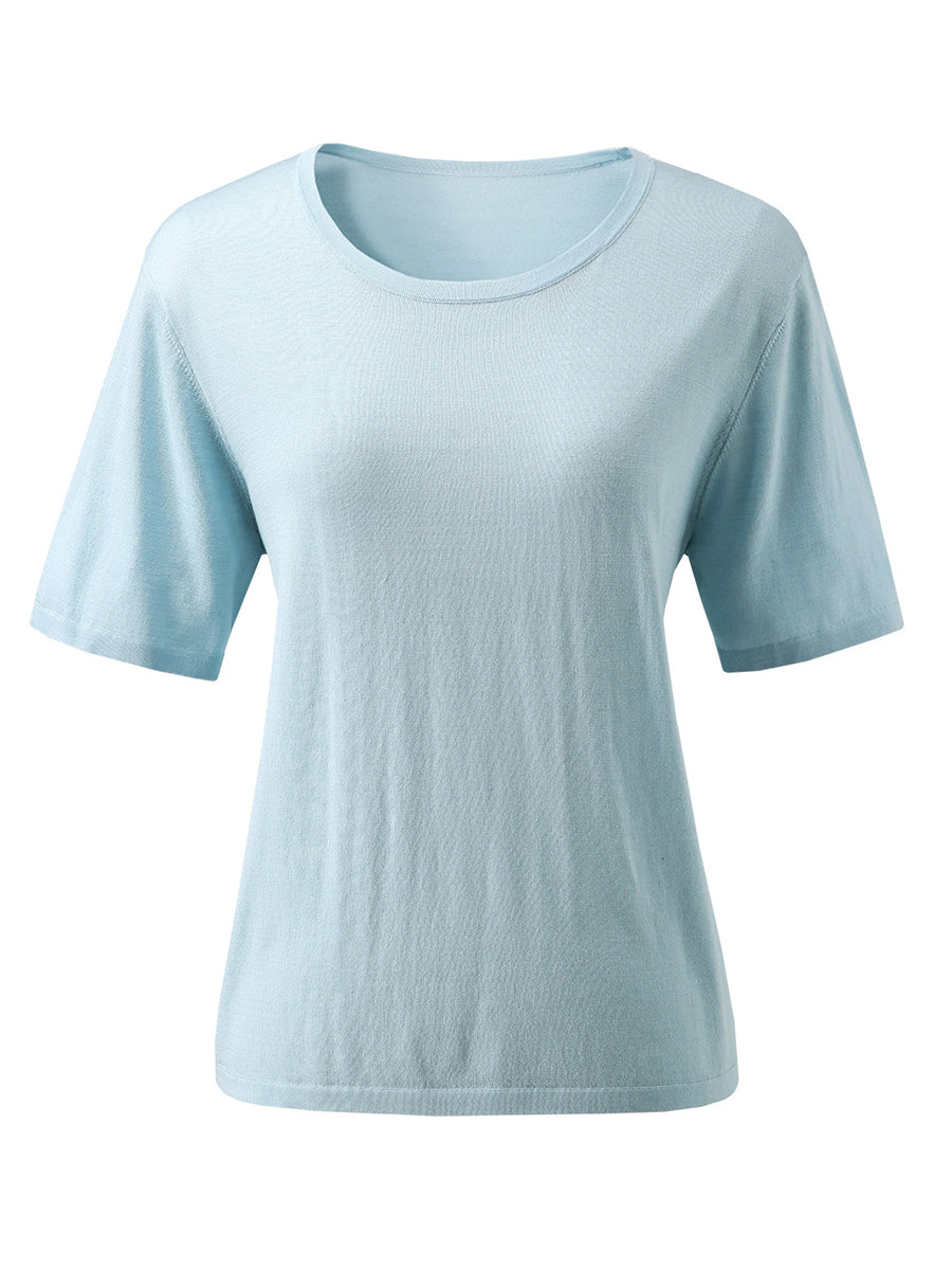 COMOBOCA Women's Essential Round Neck Knit T-Shirt