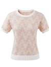 COMOBOCA Women's Ribbed Floral Textured Knit Top