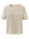 COMOBOCA Women's Openwork Round Neck Knit T-Shirt