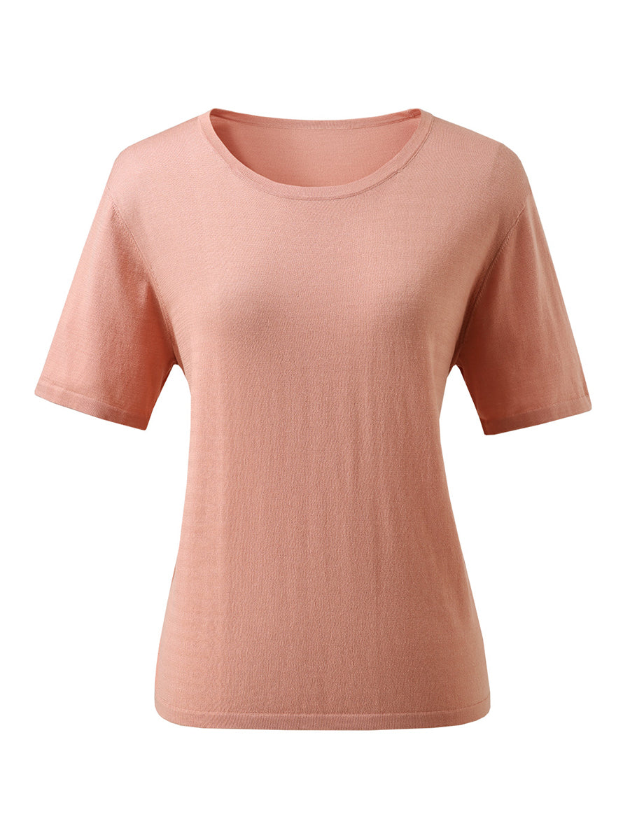 COMOBOCA Women's Essential Round Neck Knit T-Shirt