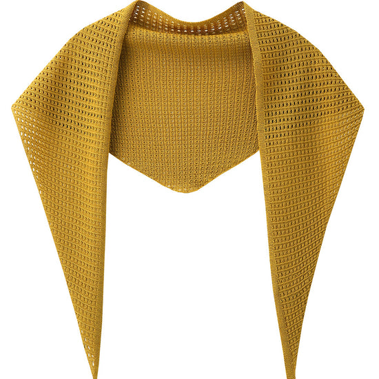COMOBOCA Mustard Women's Openwork Knit Triangle Shoulder Wrap Scarf