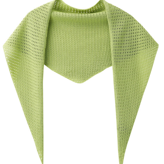 COMOBOCA Bright Green Women's Openwork Knit Triangle Shoulder Wrap Scarf
