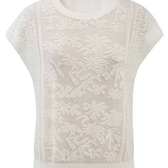 COMOBOCA Women's Semi Sheer Cap Sleeves Knit T-Shirt