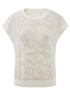 COMOBOCA Women's Semi Sheer Cap Sleeves Knit T-Shirt