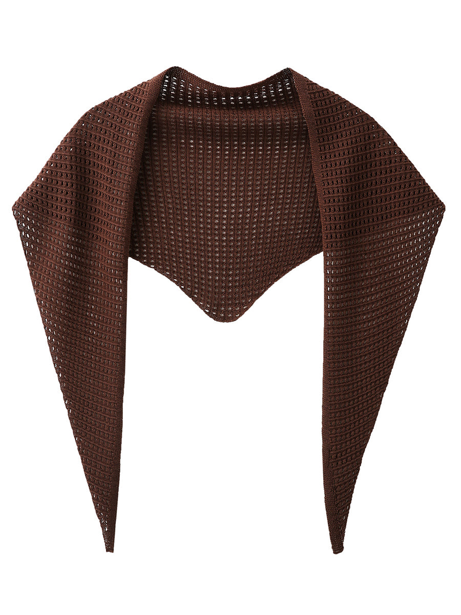 COMOBOCA Burgundy Women's Openwork Knit Triangle Shoulder Wrap Scarf