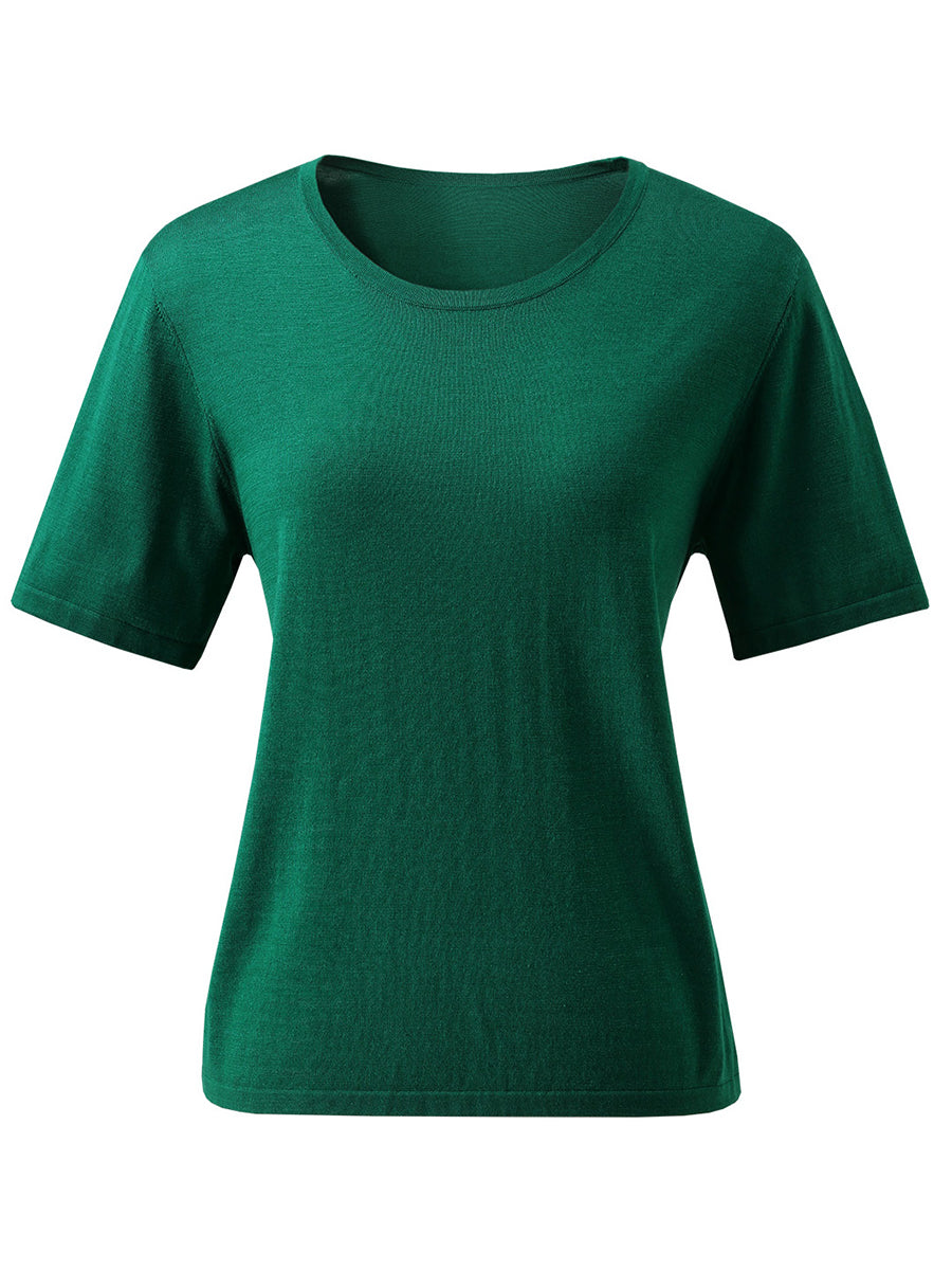 COMOBOCA Women's Essential Round Neck Knit T-Shirt