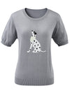 COMOBOCA Women's Dalmatian Intarsia Knit T-Shirt