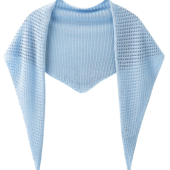 COMOBOCA Light Blue Women's Openwork Knit Triangle Shoulder Wrap Scarf