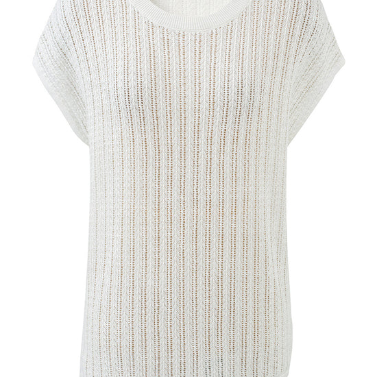 COMOBOCA Women's Openwork Side Slit Knit Top