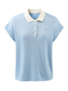 Women’s Mulberry Silk Knit Polo T-Shirt with Contrast Striped
