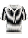 COMOBOCA Women's Striped Sailor Collar Knit Top