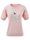 COMOBOCA Women's Dalmatian Intarsia Knit T-Shirt