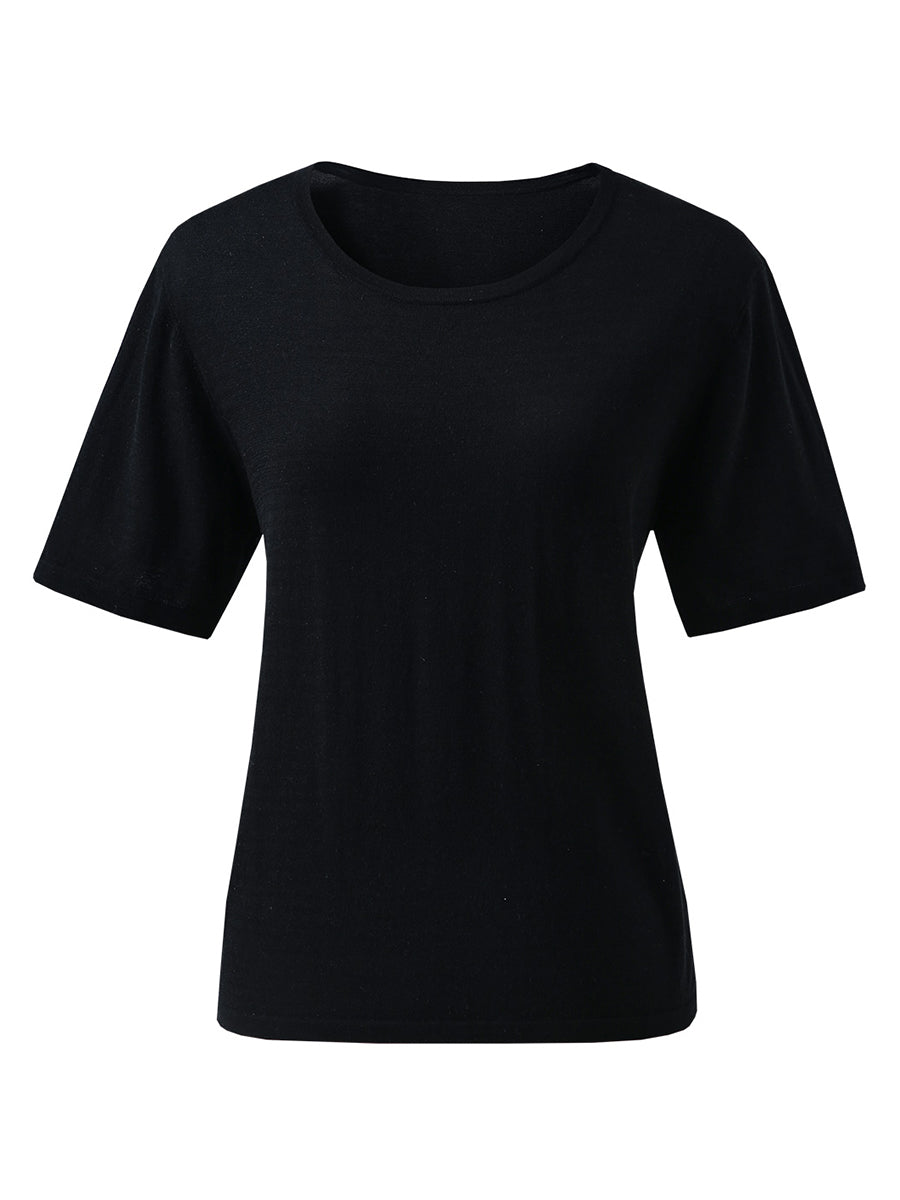 COMOBOCA Women's Essential Round Neck Knit T-Shirt