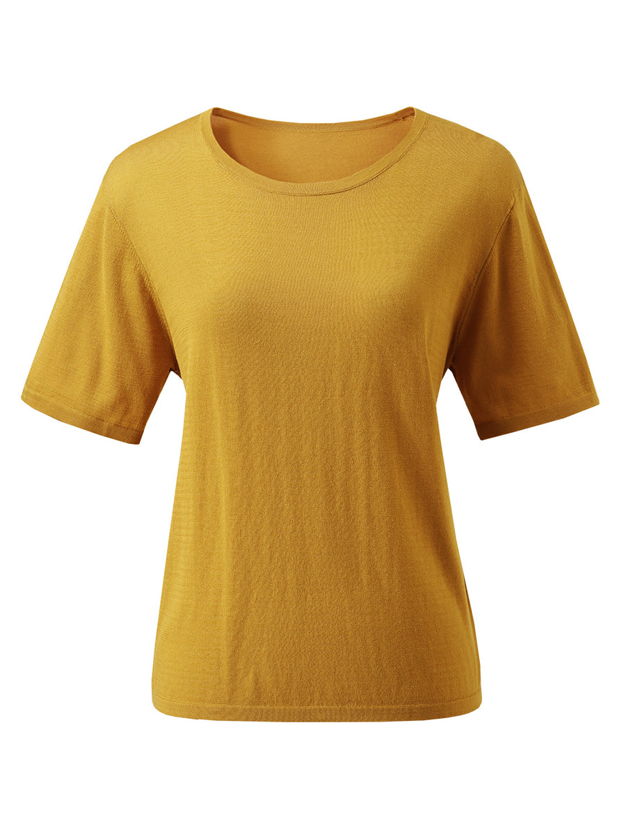COMOBOCA Women's Essential Round Neck Knit T-Shirt