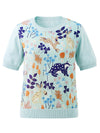 COMOBOCA Women's Ribbed Print Knit T-Shirt