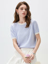 COMOBOCA Women's Geometric Monogram Intarsia Knit T-Shirt