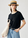 COMOBOCA Women's Contrast Trim Knit T-Shirt