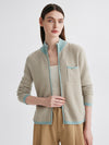 COMOBOCA 100% Cashmere Women's Textured Knit Zip Up Cardigan