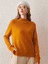 COMOBOCA ORANGE 100% Cashmere Women's Mock Neck Knit Sweater