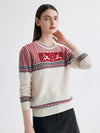 COMOBOCA 100% Cashmere Women's Fair Isle Reindeer Sweater