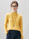 COMOBOCA YELLOW 100% Cashmere Women's Round Neck Knit sweater