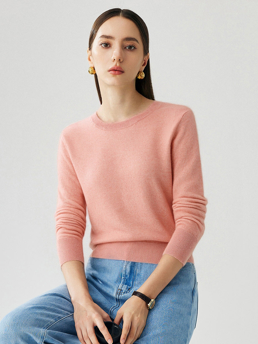 COMOBOCA 100% Cashmere Women's Round Neck Sweater