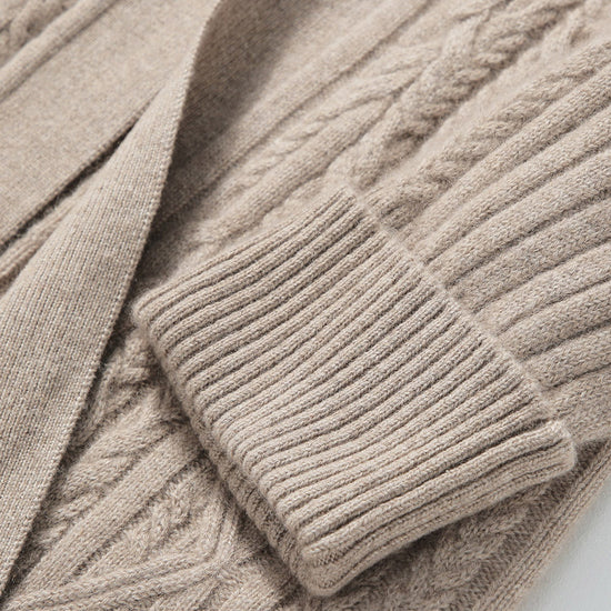 COMOBOCA 100% Cashmere Women's Loose Hooded Knit Coat