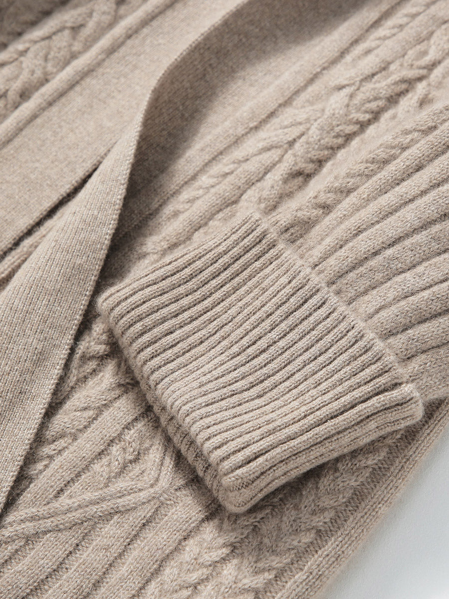 COMOBOCA 100% Cashmere Women's Loose Hooded Knit Coat