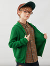 COMOBOCA 100% Wool Kids' Ribbed Zip Up Hooded Cardigan
