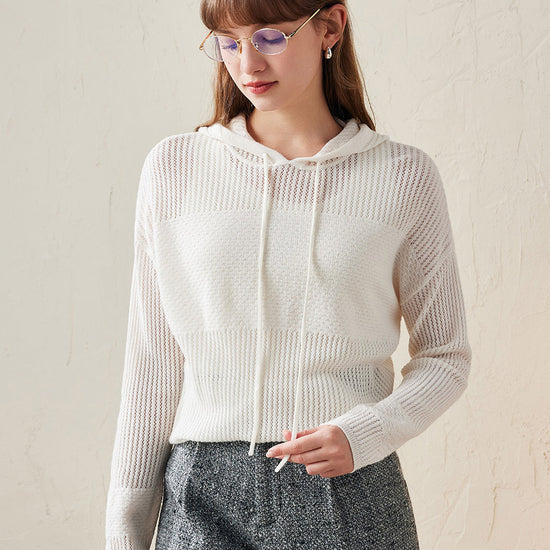 COMOBOCA 100% Wool Women's Sweater Extra Size Knit Hoodie