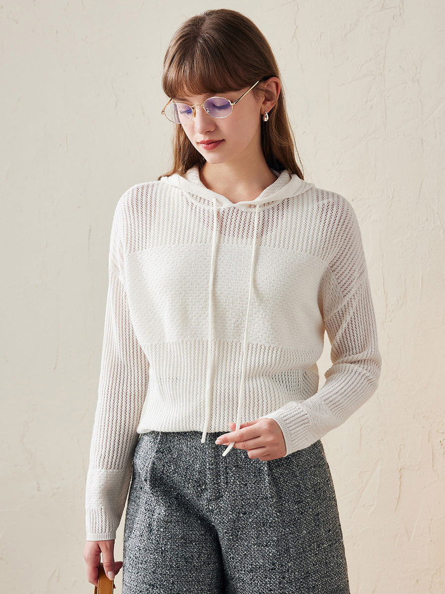 COMOBOCA 100% Wool Women's Sweater Extra Size Knit Hoodie