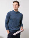 COMOBOCA DENIM BLUE 100% Cashmere Men's Mock Neck Knit Sweater