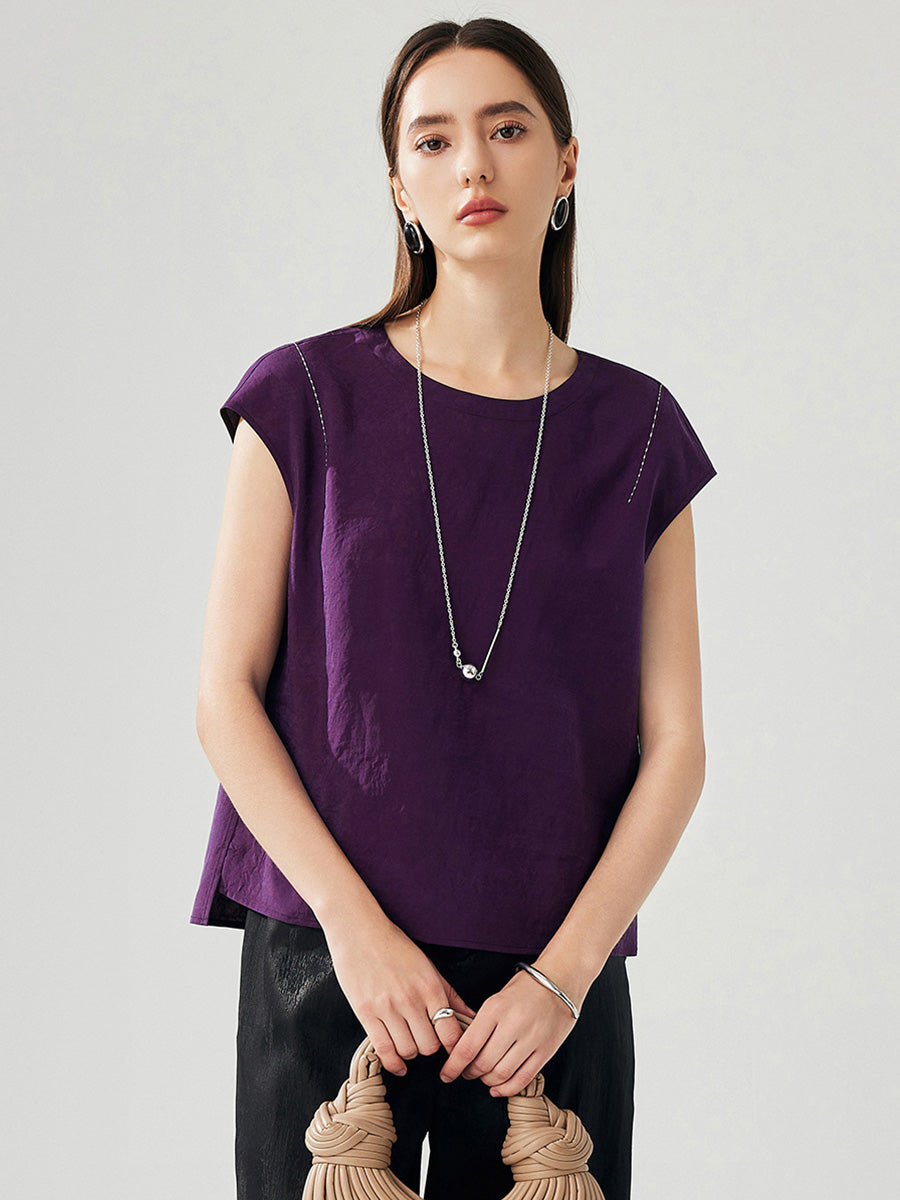 COMOBOCA 100% Mulberry Silk Women's Double Sided T-Shirt