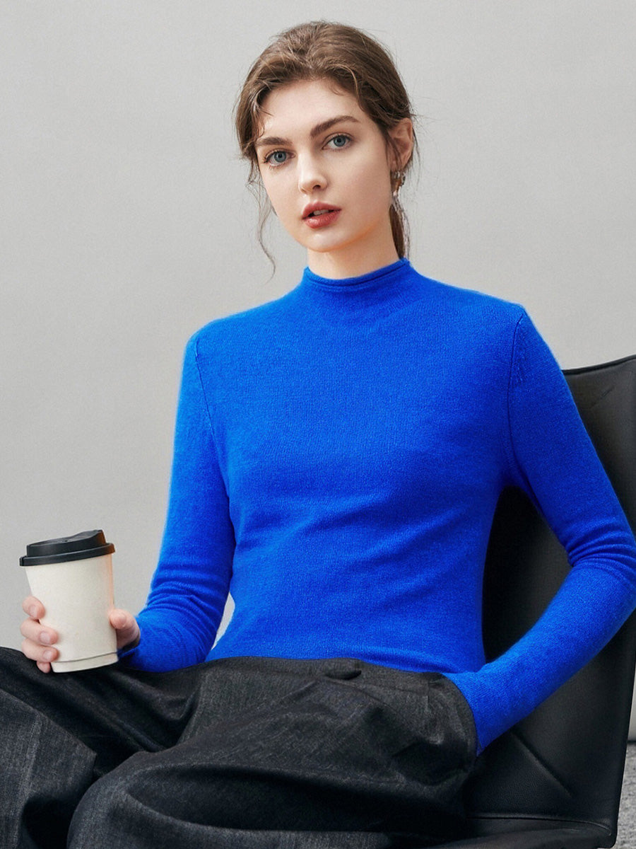 COMOBOCA 100% Cashmere Women's Round Neck Knit sweater