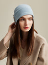 COMOBOCA Light Blue 100% Cashmere Women's Button Decorated Knit Beanie