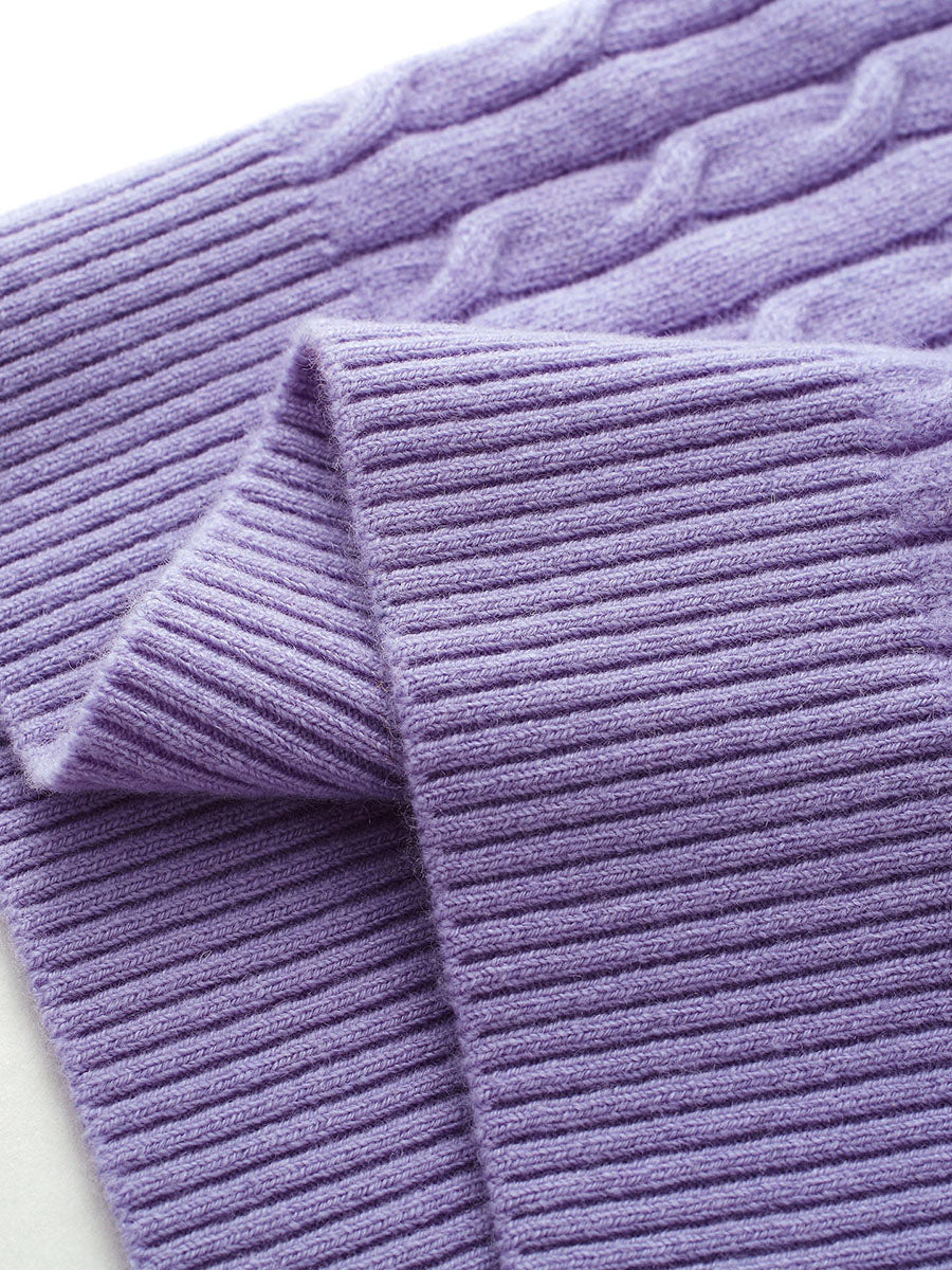 COMOBOCA 100% Wool Kids' Cable Knit Round Neck Sweater Vest