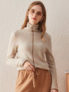 COMOBOCA Beige 100% Cashmere Women's Pearl Buttoned Sweater