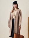 COMOBOCA Camel 100% Wool Women's Cozy Cable Knit Long Coat