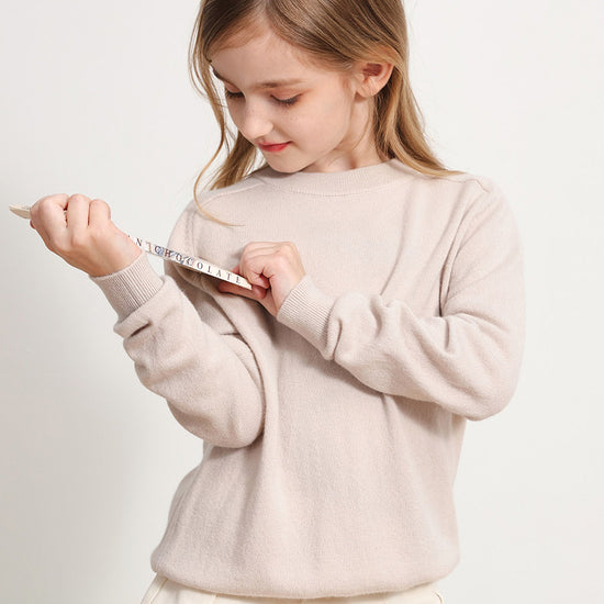 COMOBOCA BEIGE 100% Wool Kids' Round Neck Plain 100% Sweater