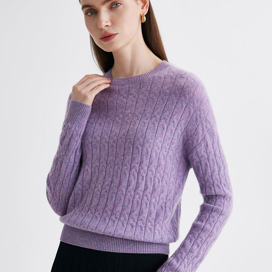 COMOBOCA 100% Cashmere Women's Cable Knit Sweater