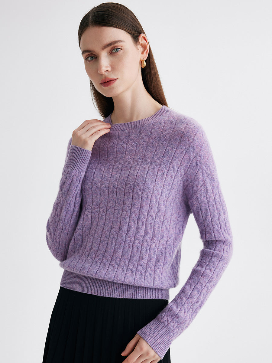 COMOBOCA 100% Cashmere Women's Cable Knit Sweater
