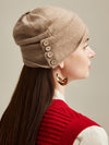 COMOBOCA 100% Cashmere Women's Button Decorated Knit Beanie